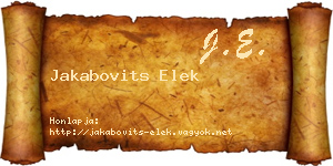 Jakabovits Elek névjegykártya