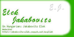 elek jakabovits business card